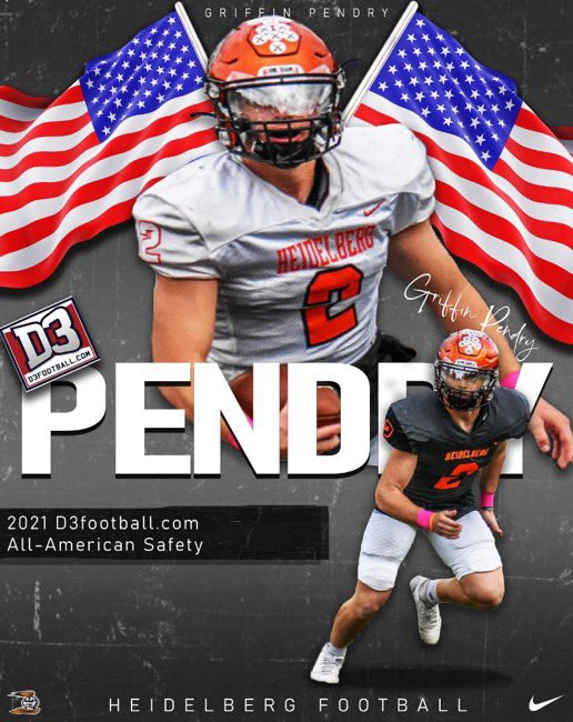 Congratulations to Junior Safety Griffin Pendry on earning <a href="/d3football/">D3football.com</a> All-America honors! 

Everything this young man does, he does it well and does it the right way. 

I am an incredibly proud coach right now! ⚫️🟠

#CH49 #BergGang #BleedOrange