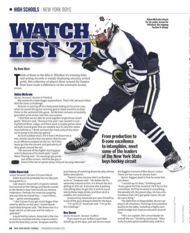 HockeyPittsford's tweet photo. Nice article in the NY Hockey journal thanks to Dave Ricci ⁦@PCSDAthletics⁩ ⁦@SectionVHockey⁩ ⁦@PickinSplinters⁩ ⁦@travjax71⁩ https://t.co/VlLbQHNGbU