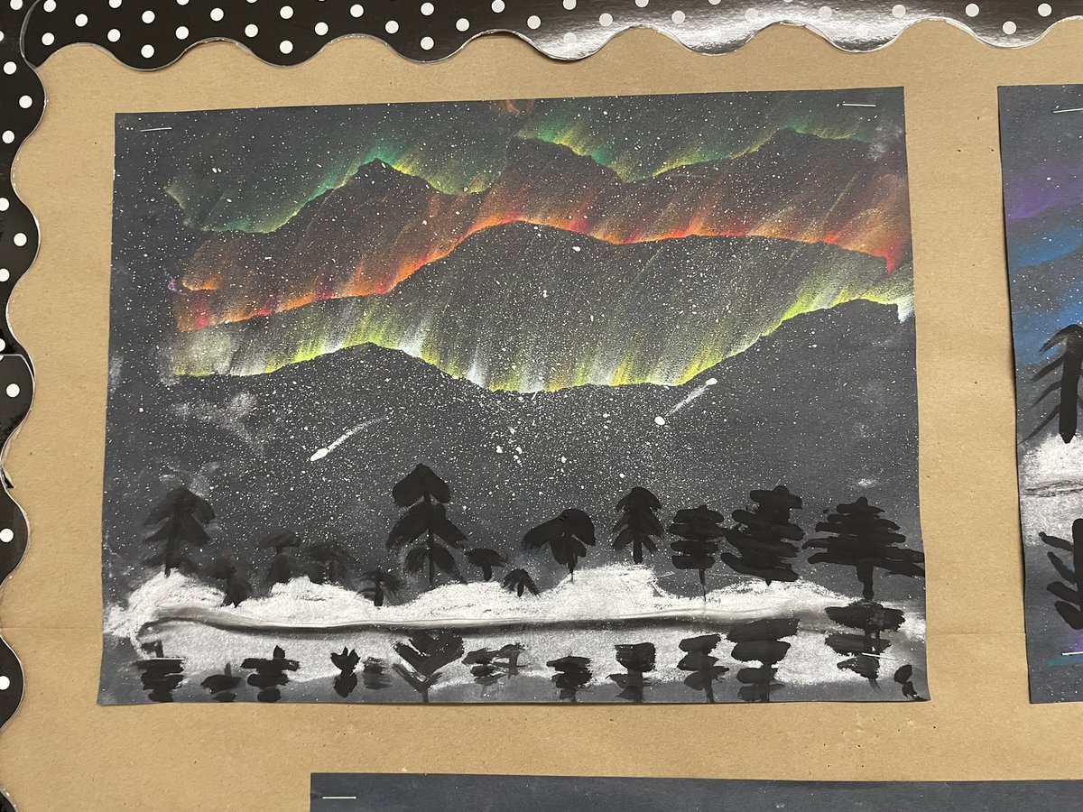 danielleramen's tweet photo. Ended our #12DaysOfCreativity with this #northernlights art project! We made cards for families as well as some larger landscape pieces. #HappyHolidays everyone!! 🎄 https://t.co/3cQLm2K9XC