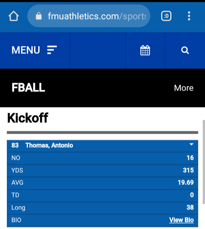 Ajthomas2356's tweet photo. Antonio Thomas kick return stats for seven games before season ending injury. https://t.co/4u8HxoSXBJ