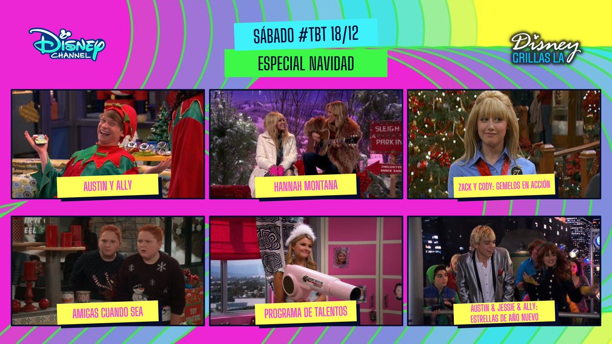 mundodymas's tweet photo. Mañana es sábado #TBT en Disney Channel LA y en diciembre será temática a la Navidad. No te pierdas:
✅ #AustinYAlly
✅ #HannahMontana
✅ #ZackYCody: Gemelos en acción
✅ #AmigasCuandoSea
✅ #ProgramaDeTalentos (excepto feed Sur)
✅ #AustinYAlly & #Jessie: Estrellas de año nuevo https://t.co/WyQBzOVikG