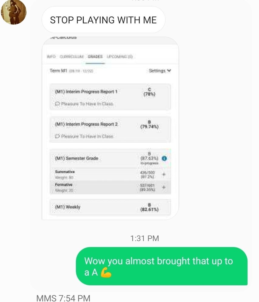 MMELTON21's tweet photo. If basketball dont do it his brain will, true meaning of STUDENT Athlete. This the text @AaronBrown010 sent to @DeannaMMelton11 after bringing up his pre calculus class where he's only 1 of 3 Juniors. The form on point where it matter my boi!!!!
#HonorApStudent https://t.co/VRNTabH8kk