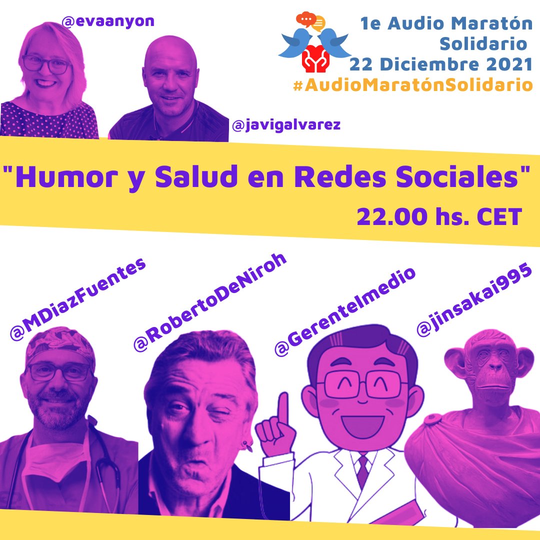 Un sueño hecho realidad por obra y gracia del #AudioMaratónSolidario: reunir en un mismo espacio a @MDiazFuentes <a href="/RobertoDeNiroh/">Roberto De Niro</a> y <a href="/GerenteImedio/">🟣 gerente_imedio</a> + un descubrimiento: @JinSakai995 GRACIAS
¡Lo vamos a pasar genial el 🗓️22 DIC a las ⏰22.00 hs CET con estos cracks en #TwitterSpaces