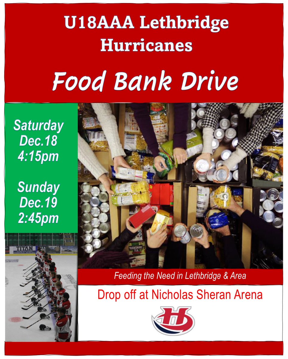 LethU18AAACanes's tweet photo. Help the @LethU18AAACanes support the @lethfoodbank by dropping off canned goods, pasta, peanut butter, cereal, condiments, dry goods…at our home games this weekend https://t.co/EaE1wUGKZ8