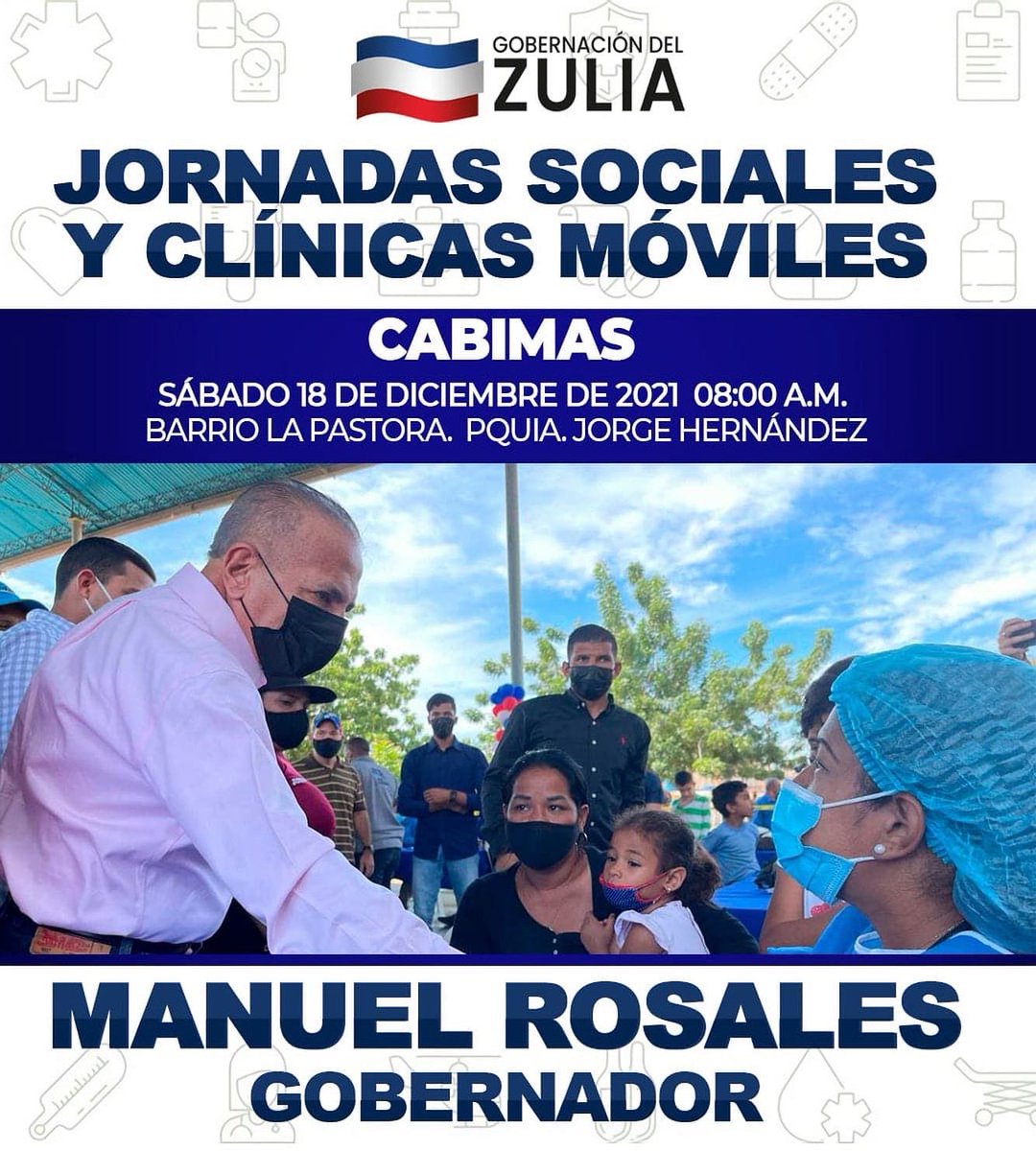 manuelrosalesg's tweet photo. Este sábado #18Dic vuelven los Mercados Populares, las Jornadas Sociales y Clínicas Móviles para nuestra gente de #Cabimas ¡Seguimos atendiendo y beneficiando a las familias zulianas! https://t.co/H1uBMv8wcO