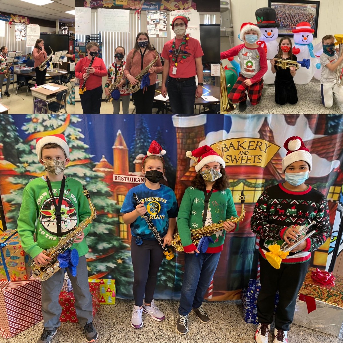 QBYbands's tweet photo. 5th Grade Band students caroling at QES today. https://t.co/wrJnB9KU2x