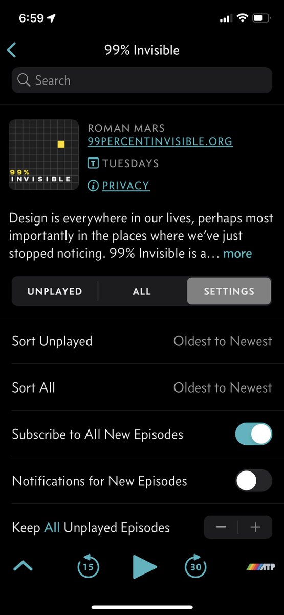 GGreggB's tweet photo. @cantjuggle Are you in a playlist in @Overcast? Check the sort option, if so.  In a podcast feed, check Settings for the podcast. https://t.co/Ilv004BG8k