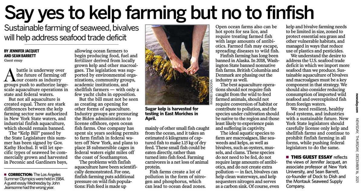 Sean T Barrett (@seantobias) on Twitter photo .<a href="/Newsday/">Newsday</a> “A battle is underway over the future of #farming off our coasts as industry groups push to authorize large-scale #aquaculture operations in state and federal waters. But not all aquaculture is created equal..” newsday.com/opinion/commen… <a href="/Safe_Seaweed/">Global Seaweed Coalition</a> #seaweed #kelp #ocean .<a href="/Newsday/">Newsday</a> “A battle is underway over the future of #farming off our coasts as industry groups push to authorize large-scale #aquaculture operations in state and federal waters. But not all aquaculture is created equal..” newsday.com/opinion/commen… <a href="/Safe_Seaweed/">Global Seaweed Coalition</a> #seaweed #kelp #ocean