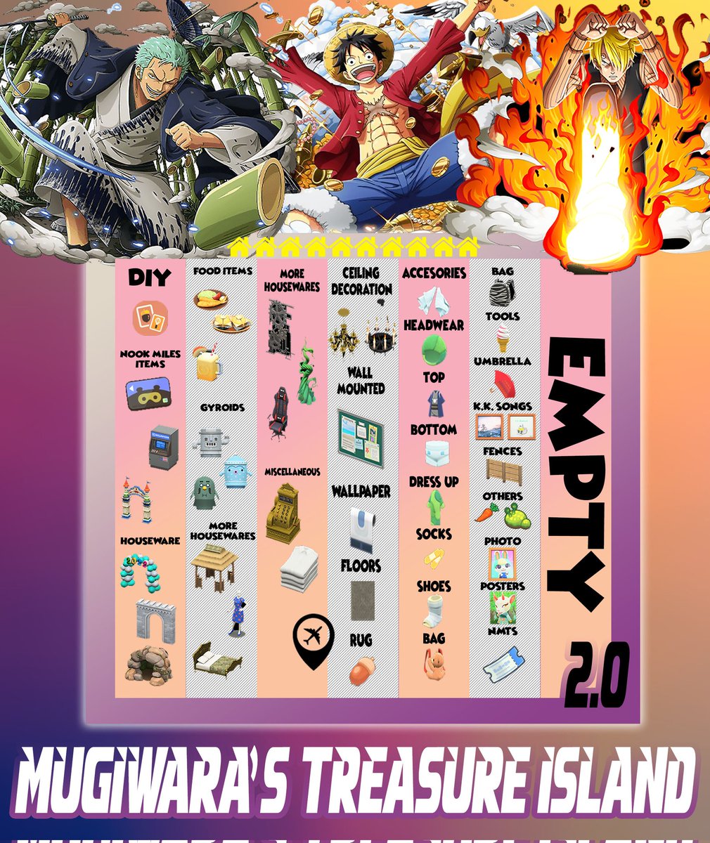 MugiwaraACNH's tweet photo. We are now open! 🟢
Come visit our Treasure Island 🌟
Unli trips within time limit:
30 mins,1 hour,2 hours
Prices are in USD
Zodiac Figs. are now available 😊
#ACNH #AnimalCrossing #acnhtrades #dodocode #TreasureIsland #AnimalCrossingNewHorizons #villagerinboxes https://t.co/Y47uEFlTaH