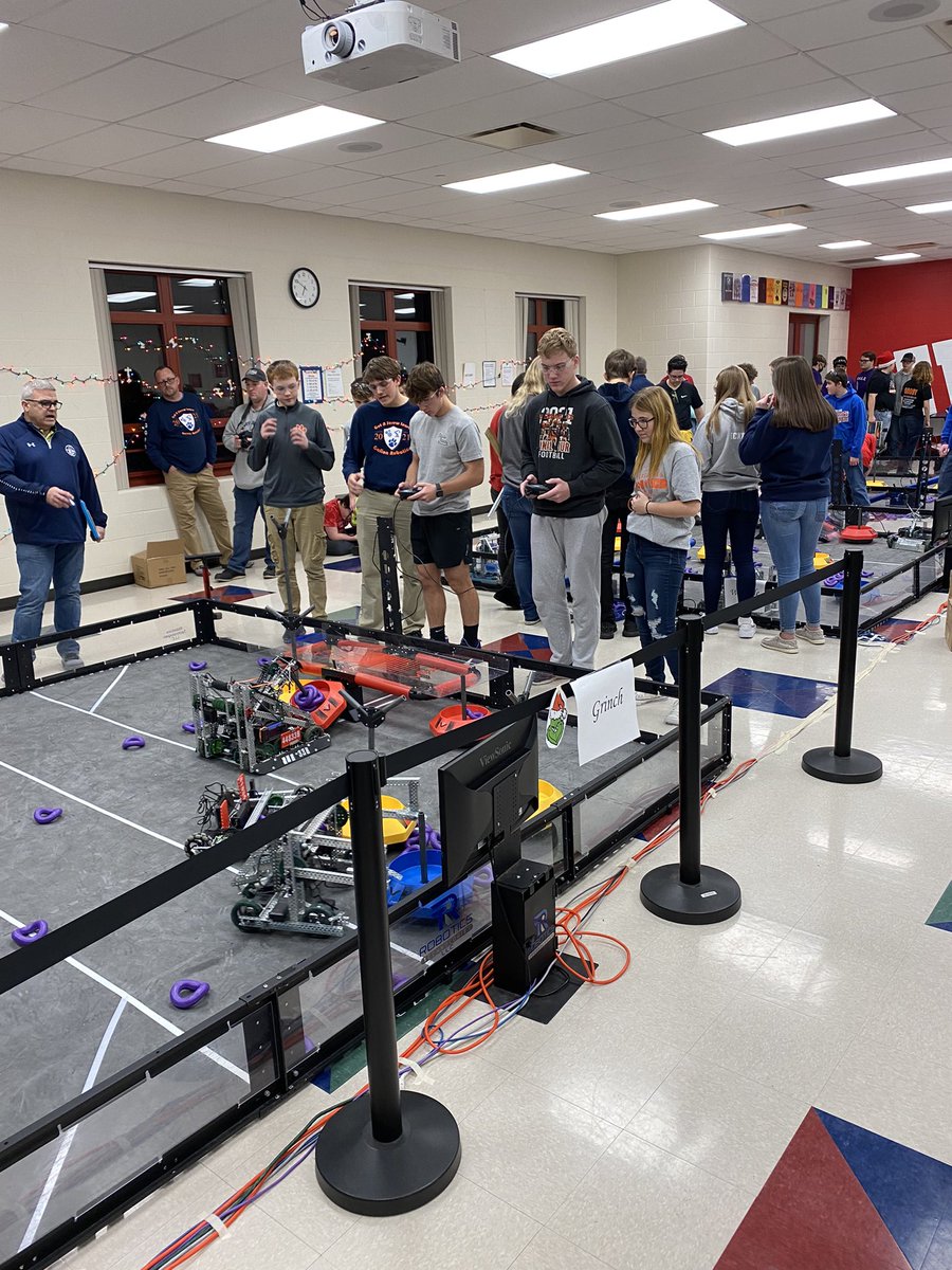 FbCoachMiller's tweet photo. The robotics team is having a great time at our competition tonight. @VersaillesScho1 https://t.co/MqYvGov9Li