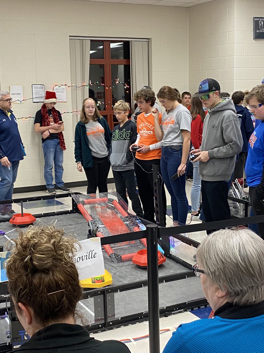 FbCoachMiller's tweet photo. The robotics team is having a great time at our competition tonight. @VersaillesScho1 https://t.co/MqYvGov9Li