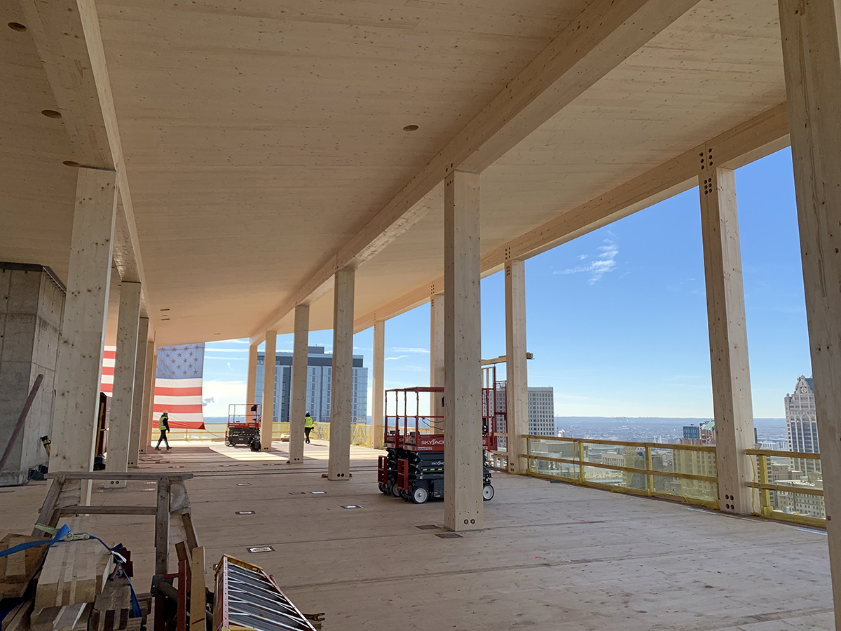 ttinc's tweet photo. Ascent tower has topped out in Milwaukee, WI, taking the lead as the tallest #masstimber building in the world. @ttinc is leading the #structuraldesign for the 25-story, mixed-use project developed by @NewLandMKE &amp; designed by Korb + Associates Architects. https://t.co/kB4qhKUsky https://t.co/hKk6HvOOYk