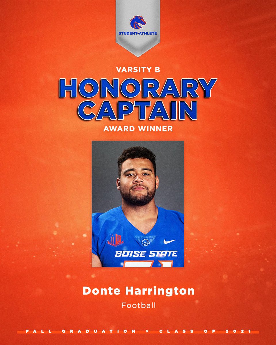 BroncoSportsFB's tweet photo. Congratulations to @rdwhimpey and @HarringtonDonte on being recognized by @BoiseStateBL for exemplifying the spirit of Bronco Athletics on the field and in the classroom!

#BleedBlue | #WhatsNext https://t.co/v1D539XvPl