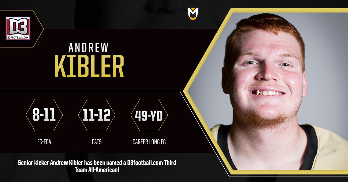 MUSpartans's tweet photo. FB: As announced tonight in conjunction with the NCAA Division III National Football Championship, the Stagg Bowl, @MU_SpartanFB senior kicker Andrew Kibler has been named a https://t.co/Y0F0MQ1IOm Third Team All-American!

Read: https://t.co/ecKO85qsq2

#MUSpartans l #d3fb https://t.co/TX1PfiWOxg
