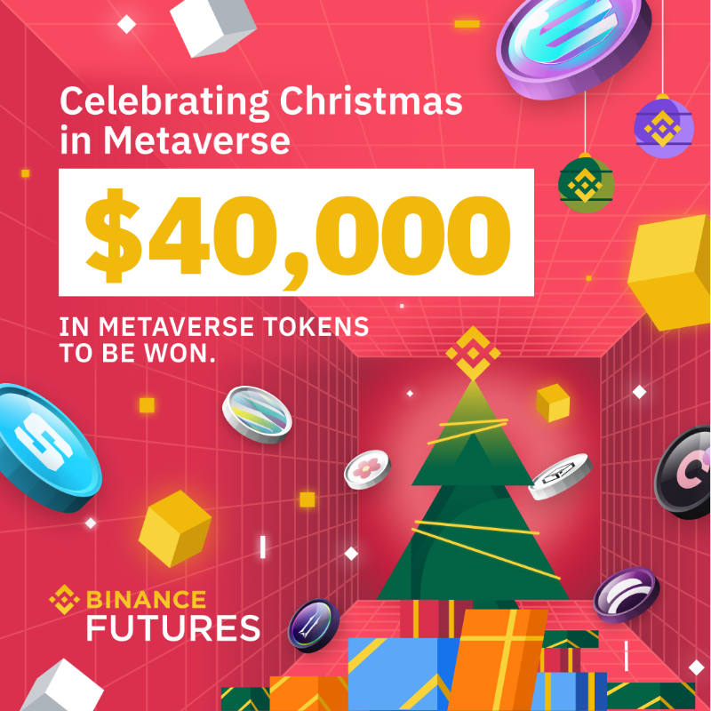 binance's tweet photo. 💰$40,000 giveaway💰

Do you ❤️  Metaverse? Let's celebrate Christmas in the #Metaverse this year and share $40,000 in Metaverse tokens. Top prize? $1,000!
 
To Join:
1️⃣ Follow @BinanceFutures
2️⃣ Make a futures trade
3️⃣ Fill this form 👇