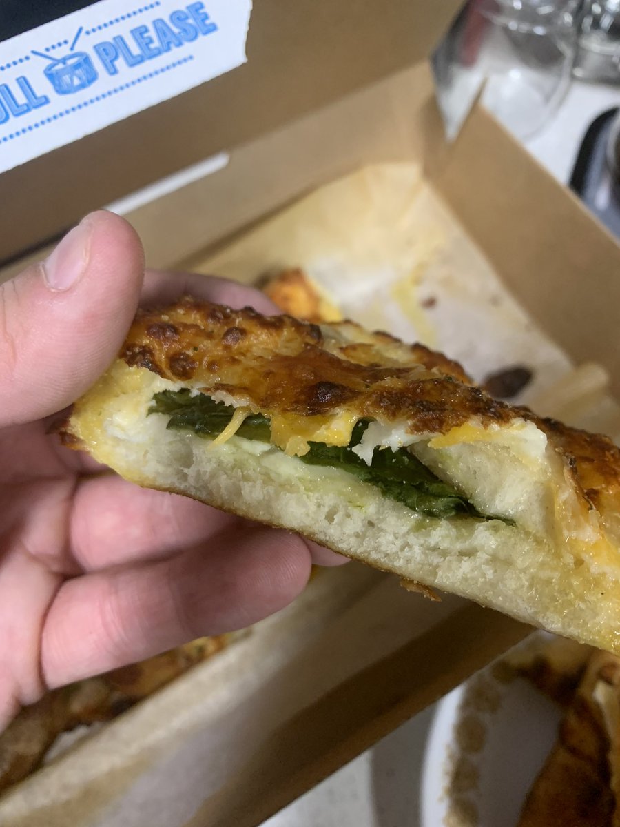 Pezboy715's tweet photo. @dominos now this certainly doesn’t look like the bacon/jalapeño stuffed cheese bread I ordered…. 🤔  I don’t even like the spinach/feta, lol. You guys gonna make this right? https://t.co/Yg9UMILZKA