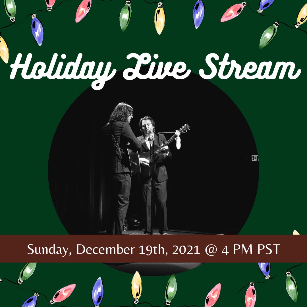 1 of the upsides of being off the road for 18 months was learning how to stay connected without traveling, both with each other &amp; with you. Join us for a free holiday concert, streaming live from our living room to yours.
Send us your song requests, as we’re crafting our set list
