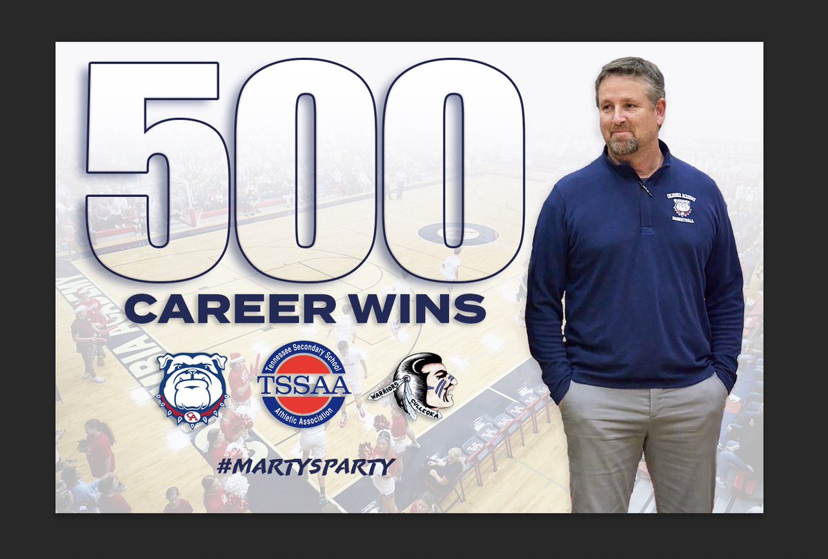 CA_BULLDOGS's tweet image. Join us in congratulating Coach Marty DeJarnette on winning his 500th career high school basketball game tonight. Coach Dejarnette has 458 Columbia Academy wins and 42 Culleoka wins. #martysparty #columbiatn