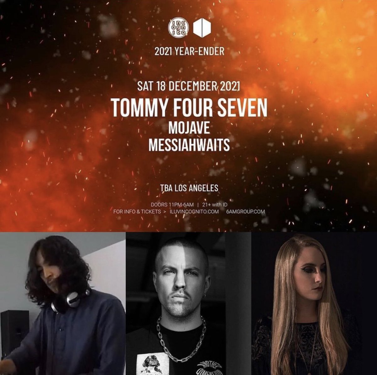 tonybanhkenobi's tweet photo. Our friend @mojavemusic is playing this Saturday evening with Tommy Four Seven and @messiahwaits at @iluvincognito & @6AMGroup #iluvincognito #6amgroup #techno
🔊🔊🔊#LA https://t.co/hbC9U8aWle
