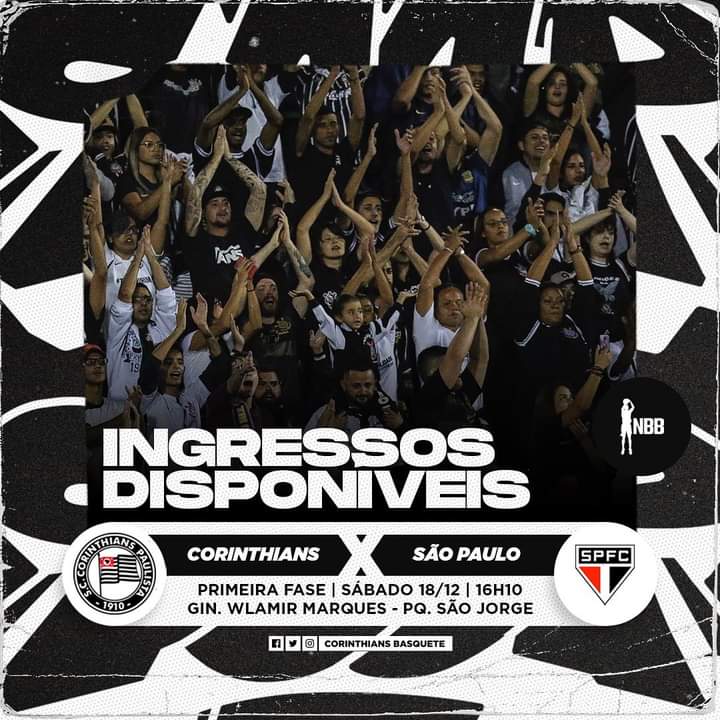 timaouni's tweet photo. PRESTIGIE O BASQUETE DO TIMÃO NO NBB
🏀🏴🏳🏀
.
Os ingressos para o clássico de amanhã contra o São Paulo no @NBB estão disponíveis no https://t.co/icGVwwYwgA . A bola sobe às 16h10 no Ginásio Wlamir Marques do Parque São Jorge.

Vai, @corinthiansbskt ! https://t.co/di78TEJGPg