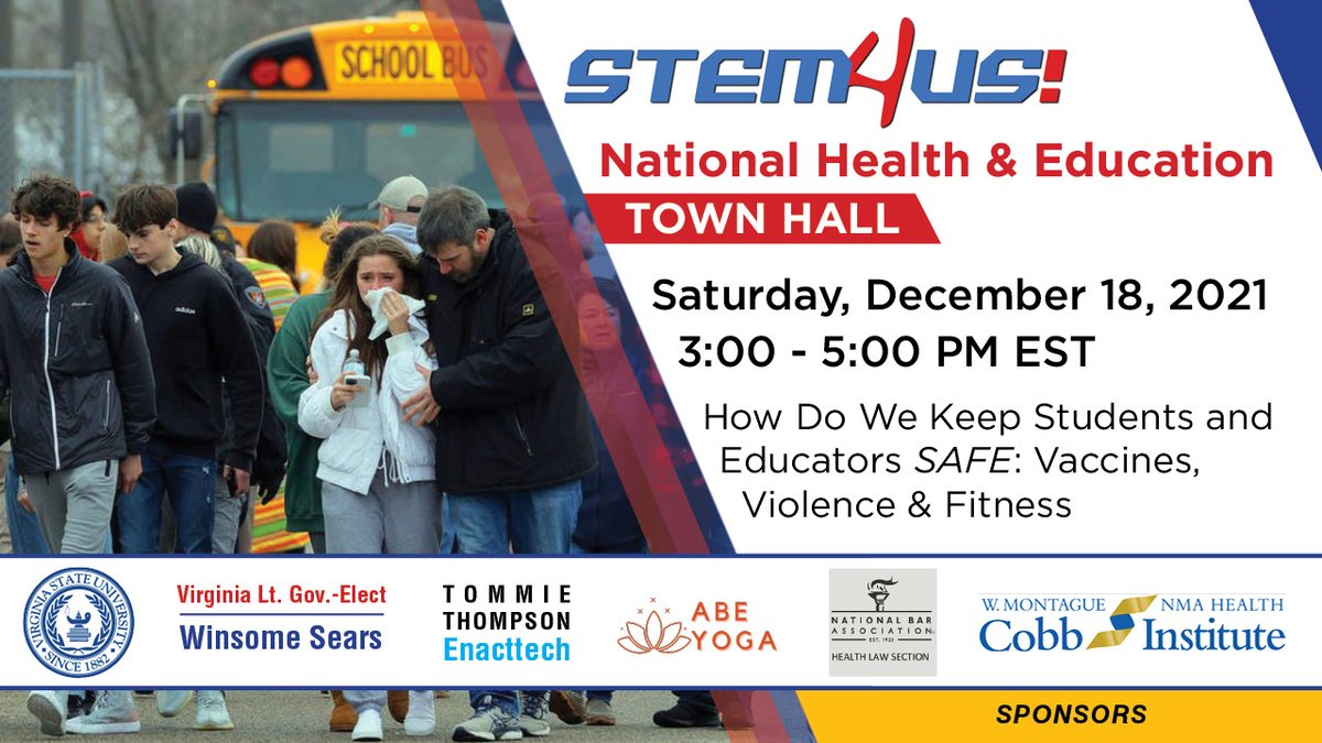 STEM4US's tweet photo. News Alert: How to End Spikes of Violence, Virus in School? 🏫

Lt. Gov.-Elect of Virginia, Winsome Sears + Health, Education Experts Offer Solutions, Resources at Town Hall, Tomorrow, Sat., December 18, 3PM (EST) 🏫 - https://t.co/GYDIm1E7bQ https://t.co/zWM2ckSEA8