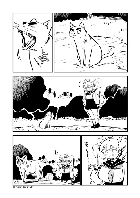モフコちゃんと猫の漫画 