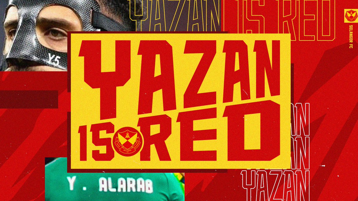 🔴🟡 #YazanIsRED 🔴🟡

Selangor FC mengumumkan pemain pertahanan, Yazan Al-Arab dari Jordan sah menyertai pasukan utama #GergasiMerah bagi musim 2022. 

Maklumat lanjut akan menyusuli. Selamat datang Yazan! 

#KitaAdalahSatu
