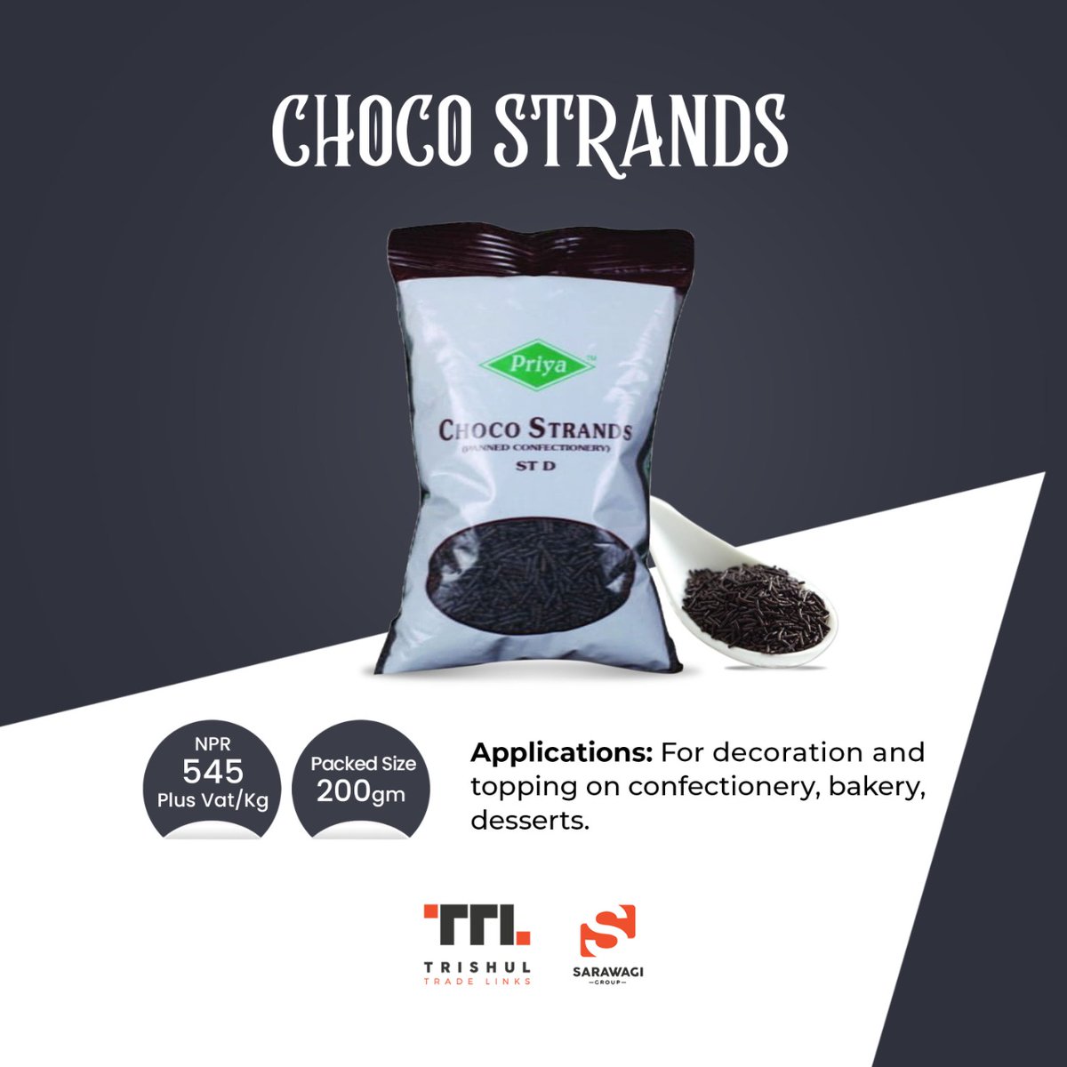 SarawagiG's tweet photo. Morde Choco Strands
https://t.co/TvIPeYRmFk
#chocolate #Mordechocostrands #mordechocolatestrands #choco #mordeproducts #dessert #ingredient #cozfoodislife #mordechocolate #foodhandling #thinkfoodthinkus #SarawagaiGroup #trishultradelinks  #fresh #foodprotection #nepalfood https://t.co/g8bWIqahZd