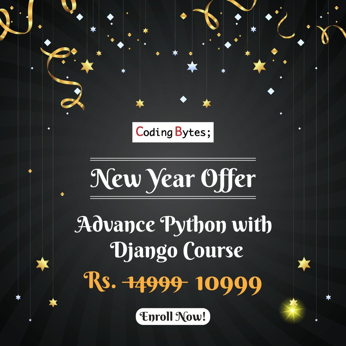 coding_bytes's tweet photo. 🔖 New Year Offer 🔖

✅ Learn Advance Python with Django Course in Rs. 10999/-
✅ Offer Valid Till 05th Janary 2022

Call or Whatsapp: +91 9899-355-335
#newyearoffer #offer #discount #pythoncourse #djangocourse #codingbytes #happynewyear2022 https://t.co/JfEv8xj1qB