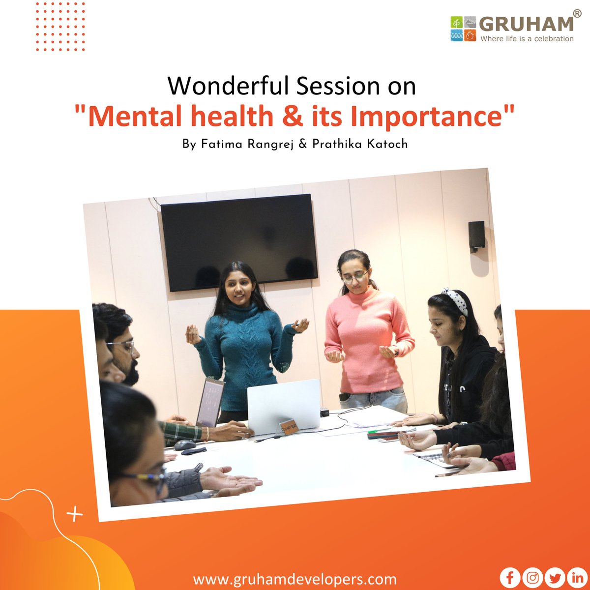 GruhamDevelope's tweet photo. Today at Gruham we celebrated Self Care Saturday and learnt how you take your power back with the help of selfcare.
Thank you Fatima Rangrej & Prathika Katoch for your very valuable session on Mental Health.
#MentalHealthAwareness #Mentalhealth #CSR #gruham #gruhamdevelopers https://t.co/MnVrusFNIh