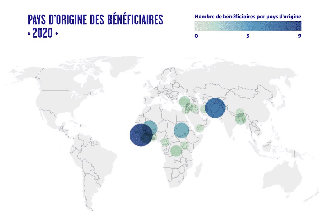 Aujourd’hui, c'est la Journée internationale des migrants ! 

En cette journée particulière, on vous propose de découvrir en image d’où étaient originaires en 2020 les personnes hébergées au sein du réseau Réfugiés Bienvenue !

#JournéeDesMigrants