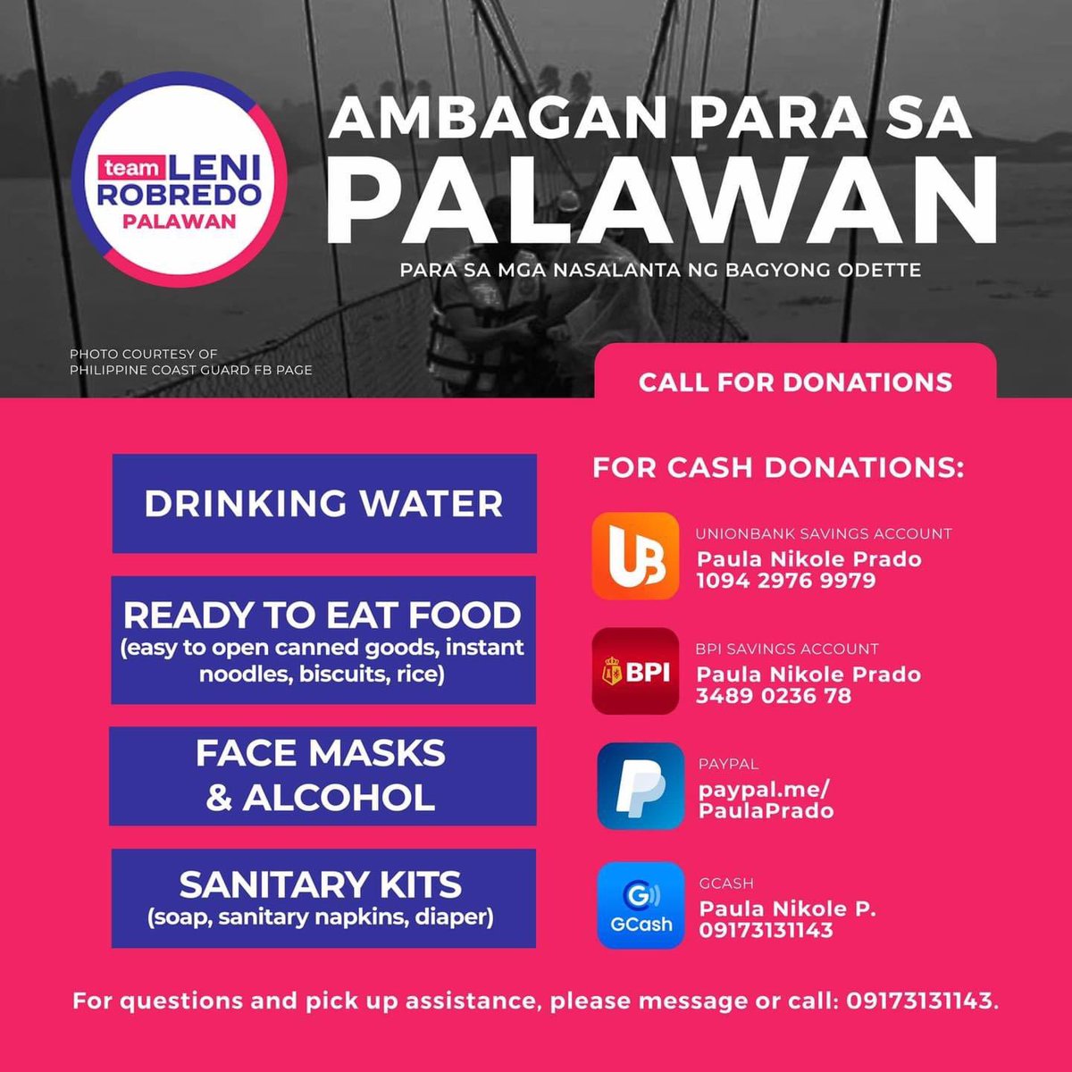 johnmilesss's tweet photo. You may donate thru any of these accounts. As soon as roads become passable, we will start distributing relief goods to identified barangays. https://t.co/p4q1iGR8Qz