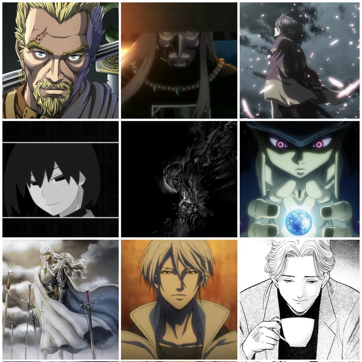 11doms_'s tweet photo. 3x3 Favs animanga series, Mc, Antagonist and Female. https://t.co/j58ifowUps