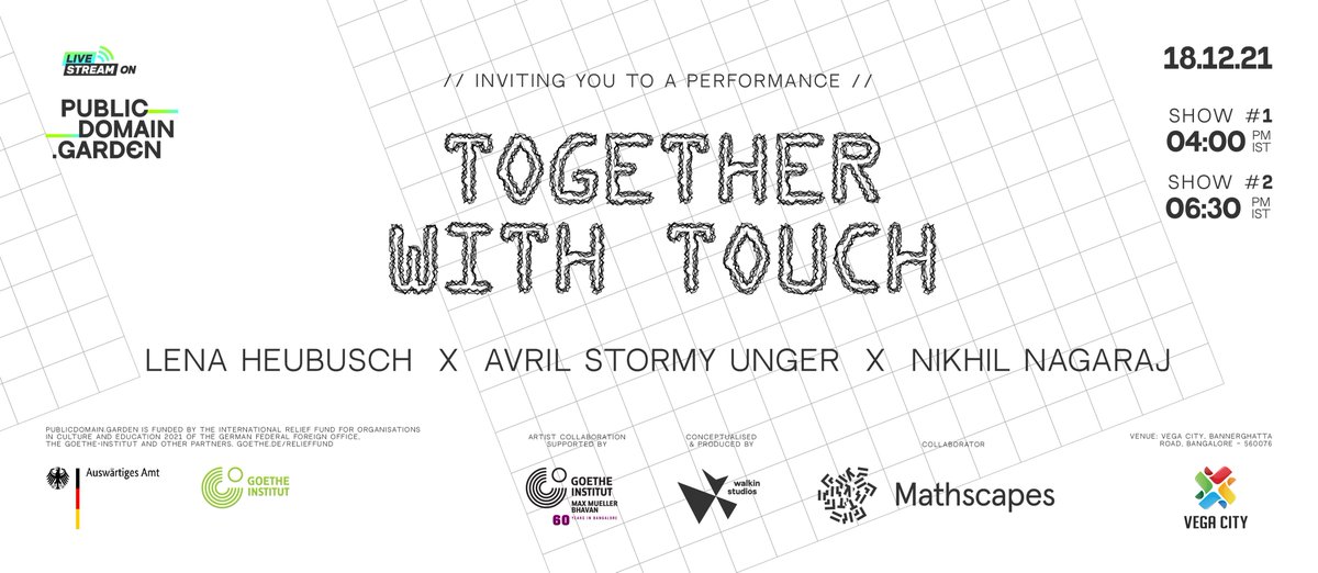 mathscapes's tweet photo. Inviting you to - @2togetherWtouch - a public performance with interwoven live mental health data explored through contemporary dance and generative sound.

Vega City Mall, BLR; 18 Dec'21 - 4pm and 6pm IST 
Livestream: https://t.co/0IGLVoKYkh https://t.co/OCDdMbTIRh