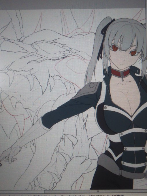 メカやモンスター描くときは、手前におっぱいを置いてなんとかモチベを保ってる。 