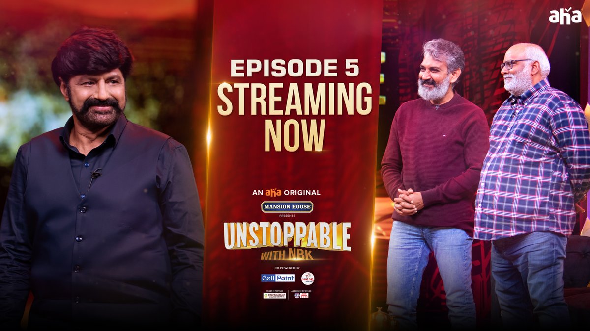 ahavideoIN's tweet photo. Adigina questions ki answers and manaki kavalsinantha entertainment tho @ssrajamouli garu, @mmkeeravani garu vachesaru. Watch it now! 

#UnstoppableWithNBK Episode 5 Streaming Now!

▶️ https://t.co/Rl0V15hFfM

#NandamuriBalakrishna https://t.co/kHfqc65abX