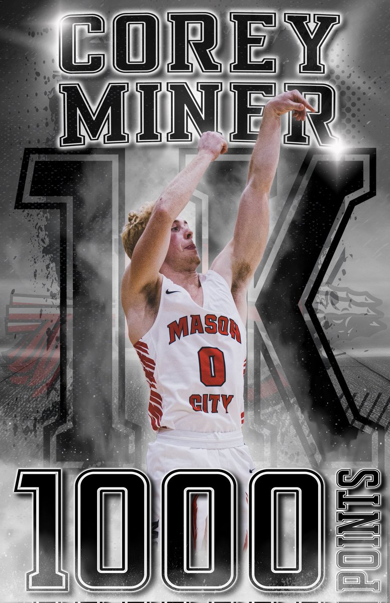 Corey Miner joins the elite 1,000 point club for Mason City Boys Basketball tonight! Congrats Corey what a huge achievement!