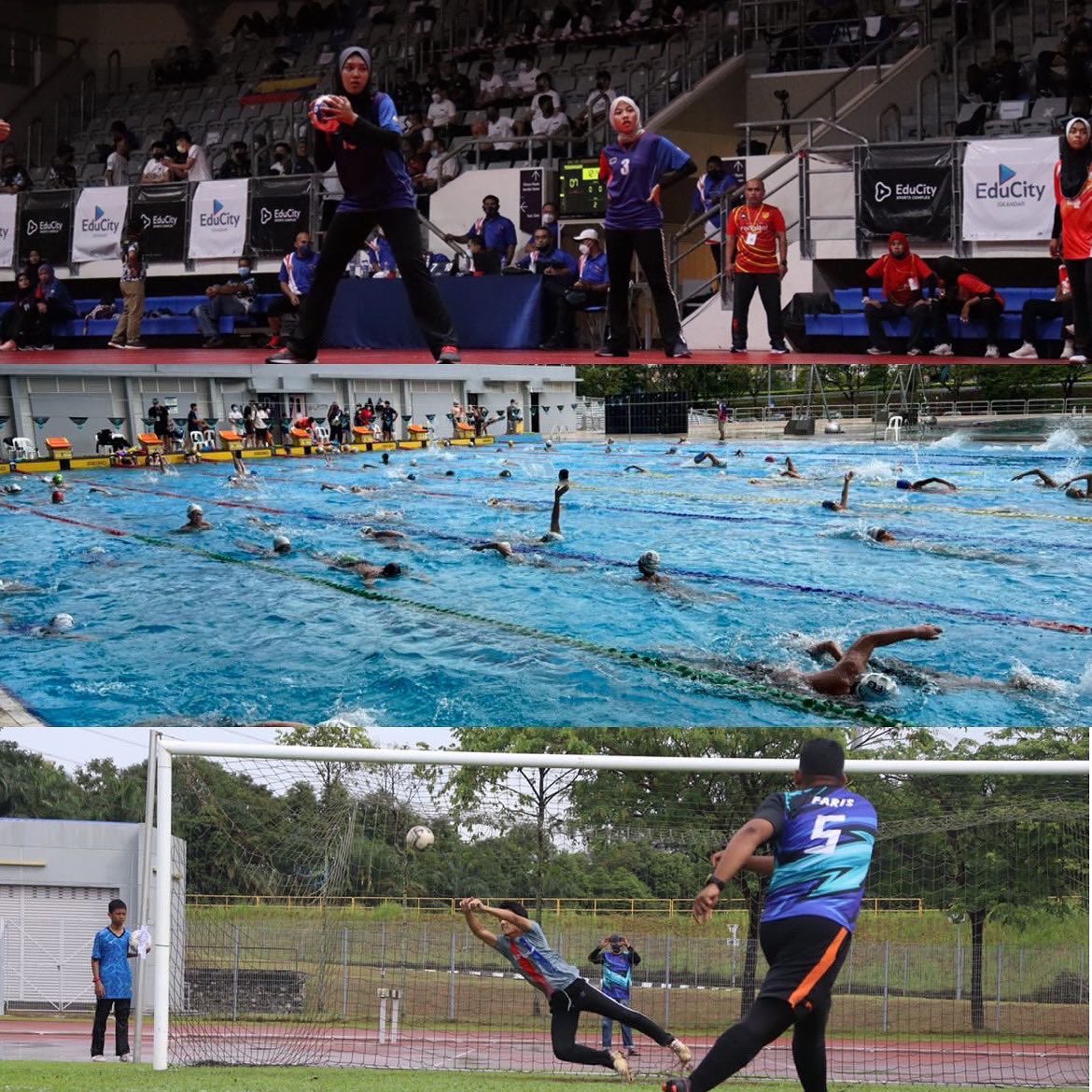 educityofficial's tweet photo. EduCity team had a busy day at EduCity Sports Complex on Friday, 17th Dec.
 
EduCity Sports Complex hosted 3 different sports events, happening concurrently at the Football Pitch, Indoor Stadium and Aquatic Centre.

So, let's MOVE at EduCity Sports Complex now!

#EduCity #ESC https://t.co/kJ0kBRENYR