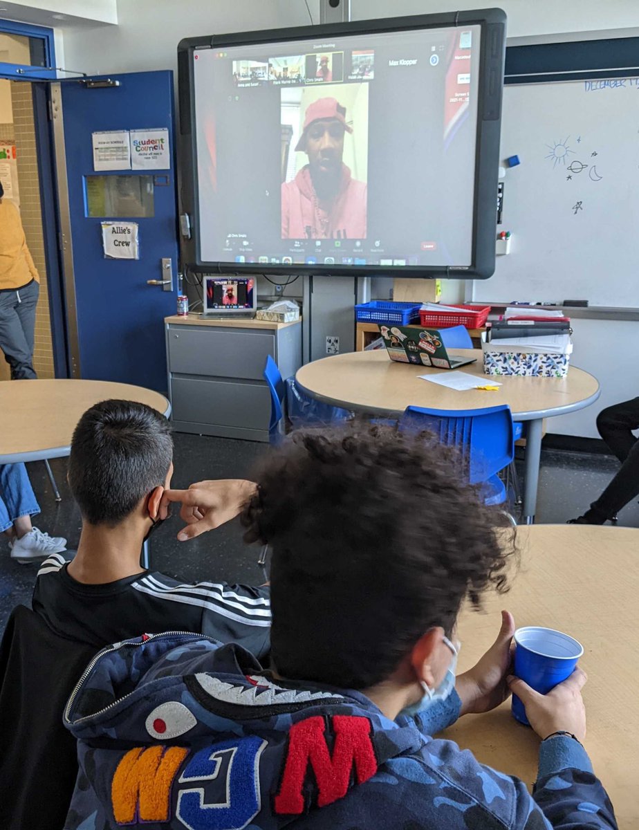 My 8th graders closing out our case study on essential workers with a Q&A with Amazon Labor Union President Chris @Shut_downAmazon thanks for taking the time & inspiring the next gen