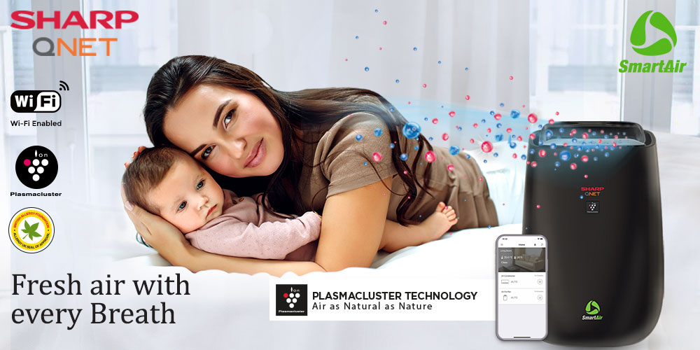 QNET_India's tweet photo. The patented Plasmacluster Ion technology in SHARP-QNET SmartAir air purifier eliminates 99.7% of harmful germs from the air. Now, you can control and monitor air quality from anywhere with the SHARP Air app.
#QNETIndia #SHARP #SmartAir #Sharpairpurifier #QNET https://t.co/653GHgFnzK
