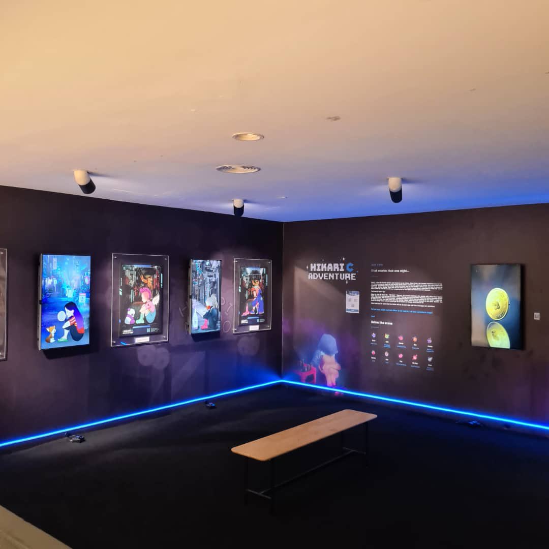 Hikaric8venture's tweet photo. GM Twitterverse. 
Sneak peek into our physical art exhibition. 😉 

#hikaricadventure #happiakedo #NFTs #NFTCommunity #nftsolana #SolanaNFT https://t.co/pNdgRESDEb