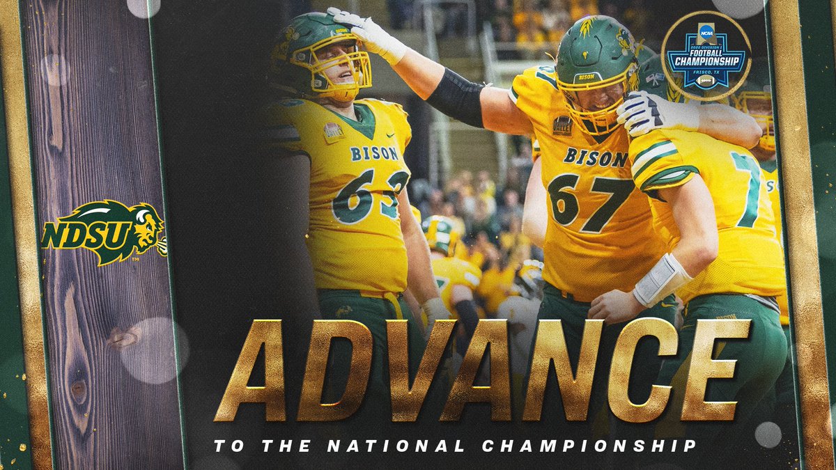 NCAA_FCS's tweet photo. Next stop Frisco, Texas! @NDSUfootball advances to the #FCSChampionship for the ninth time, after defeating James Madison 20-14. https://t.co/ZANGa2JjuQ