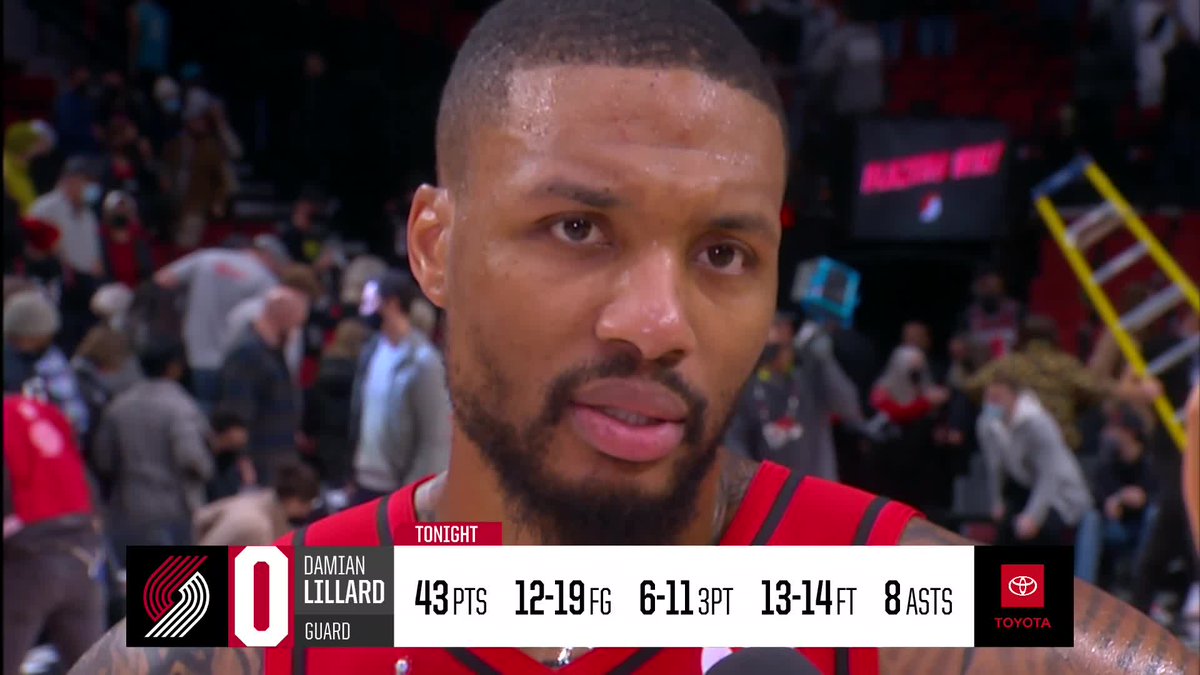 BleacherReport's tweet photo. Dame was a problem tonight 🔥 https://t.co/2dQw2X1Z9L