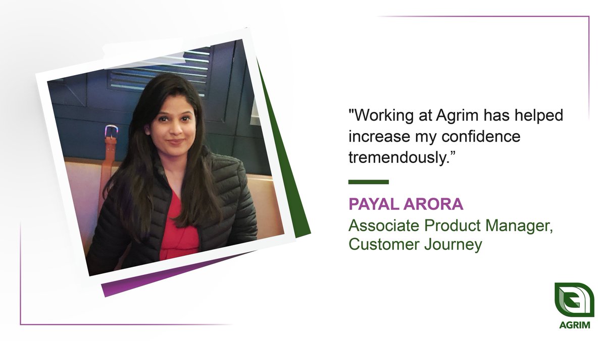 _AgrimIN's tweet photo. Payal Arora (Associate Product Manager) has completed her 1st year at Agrim. We wish her many more years of learning, fun and success!

This is how she describes her experience working at Agrim- https://t.co/olbv5idbh8

#peopleofagrim #agrim #congratulations https://t.co/htZgRZVoSF