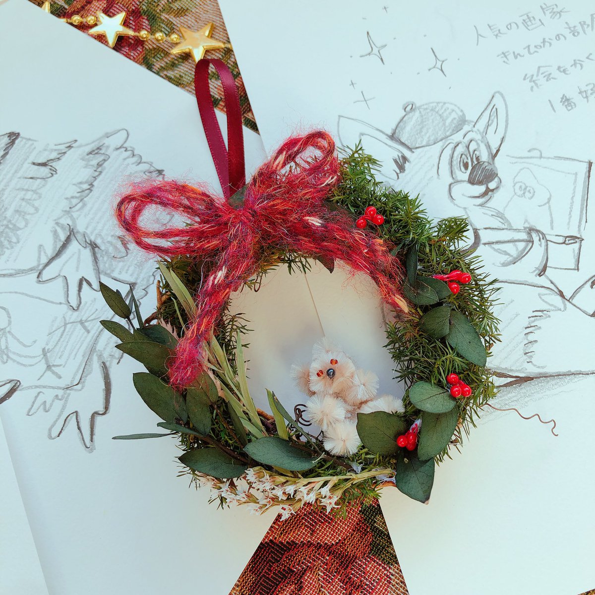 manamu05's tweet photo. ワークショップぞくぞくとかわいいリース出来上がっております🎄✨🎄✨❤️ https://t.co/7tvQqNmzxZ