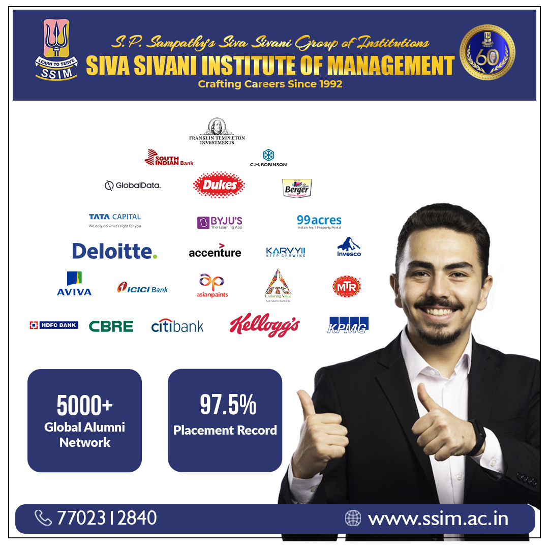 SSIM is one of the Premier Management Institute for PGDM in Hyderabad. We have achieved an optimum record of 97.5% placement with 5000+ global alumni networks. For more details, click here.https://t.co/ODfAitJ35R 
You can call us/ Whatsapp: 7702312840
#SSIM #Sivasivani #Bschool https://t.co/ja8c0GMESr