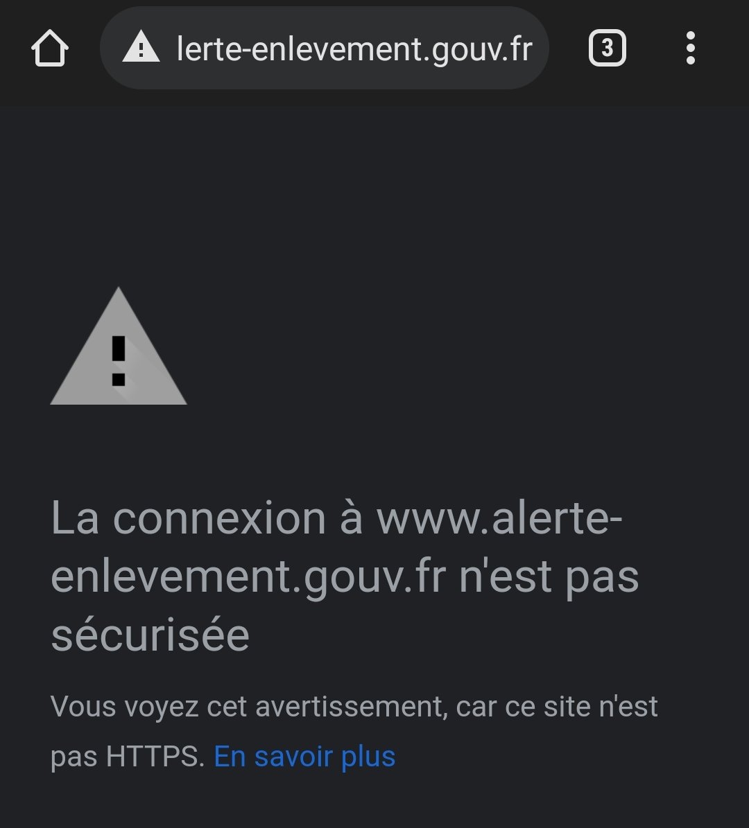 pierres_it's tweet photo. @justice_gouv : soucis de certificat sur votre site alerte enlèvement @ANSSI_FR https://t.co/mJ11dIJxLP