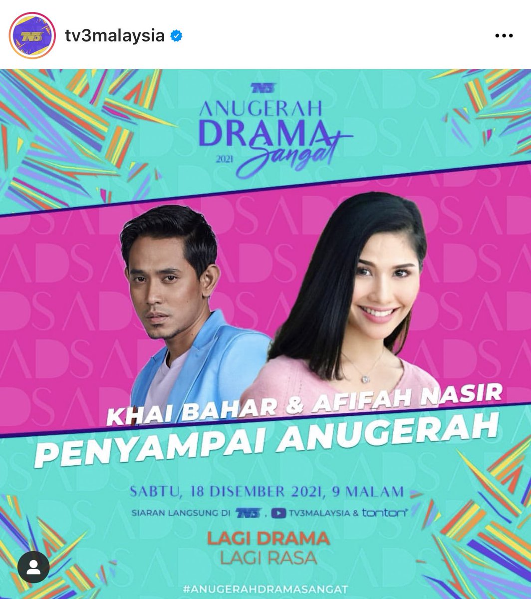 Lina_KB94's tweet photo. Selamat Hari Sabtu semua. May everyone have a great weekend with your love ones.
Tonight , donโt forget to catch @khaibahar94_ on Anugerah Drama Sangat , TV3 ! See you there !
@tv3malaysia
#khaibahar
#anugerahdramasangat
#sengsara
#durja https://t.co/soF4cZBoO9