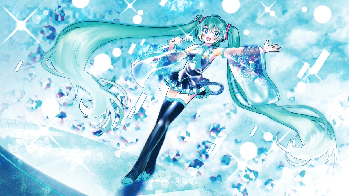 初音ミク「光と闇の初音ミク🎤 」|milktea＋のイラスト