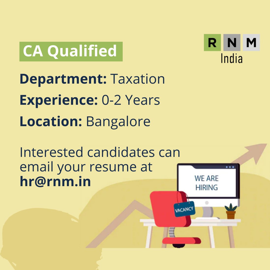 Hiring CA Qualified for our Taxation Team in Bangalore.
Interested candidates can share their resume at hr@rnm.in.
.
.
.
.
.
#HiringNow #HiringPost #Vacancy #RNM #RNMIndia #Taxation #hiring #taxjobs #delhijobs #jobsindelhi